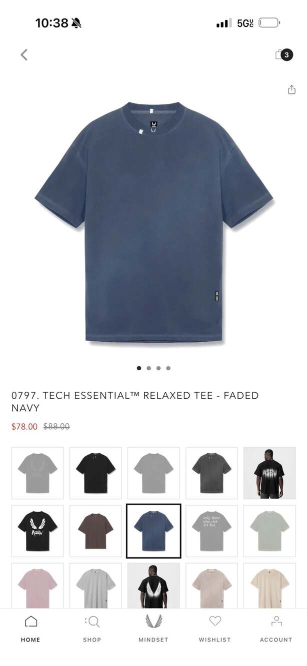 ASRV 0797. Tech Essential Relaxed Tee - Faded Navy